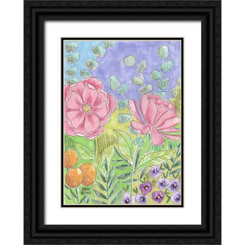 Peony Set I Black Ornate Wood Framed Art Print with Double Matting by Wieners, Valerie