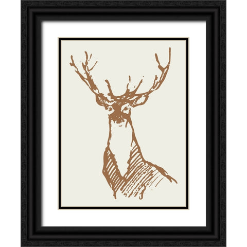 Natural Deer Black Ornate Wood Framed Art Print with Double Matting by Wieners, Valerie