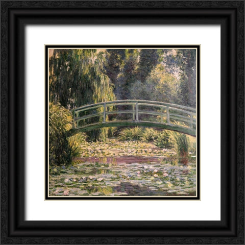 The Japanese Footbridge Giverny Black Ornate Wood Framed Art Print with Double Matting by Monet, Claude