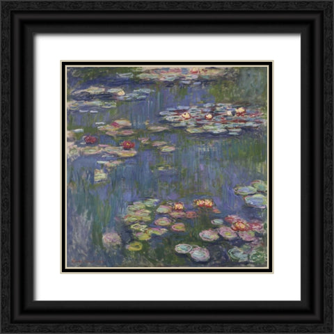 Water Lilies Black Ornate Wood Framed Art Print with Double Matting by Monet, Claude
