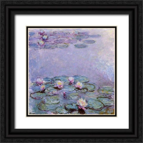 Water Lilies Black Ornate Wood Framed Art Print with Double Matting by Monet, Claude