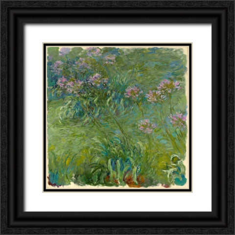 Agapanthe Black Ornate Wood Framed Art Print with Double Matting by Monet, Claude