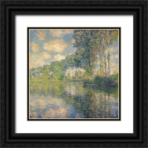 Poplars on the Epte Black Ornate Wood Framed Art Print with Double Matting by Monet, Claude