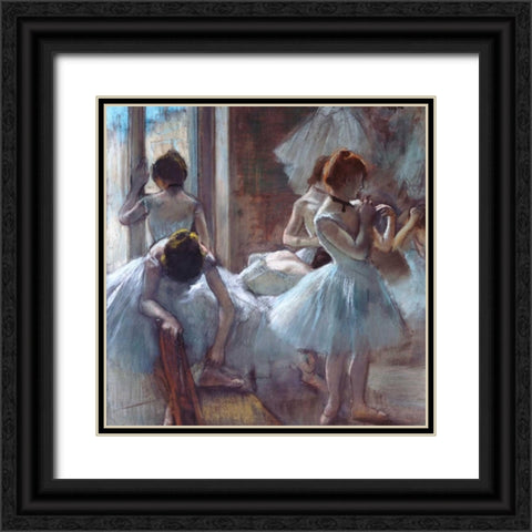 Dancers Black Ornate Wood Framed Art Print with Double Matting by Degas, Edgar