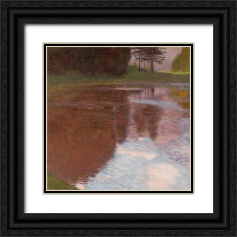 Tranquil pond near Salzburg Black Ornate Wood Framed Art Print with Double Matting by Klimt, Gustav