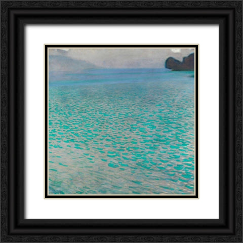 Attersee Black Ornate Wood Framed Art Print with Double Matting by Klimt, Gustav