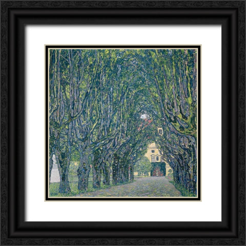 Allee im Park von Schloss Kammer Black Ornate Wood Framed Art Print with Double Matting by Klimt, Gustav