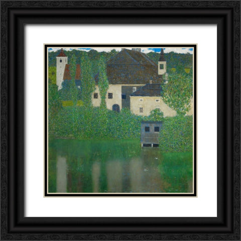 Schloss Kammer am Attersee Black Ornate Wood Framed Art Print with Double Matting by Klimt, Gustav