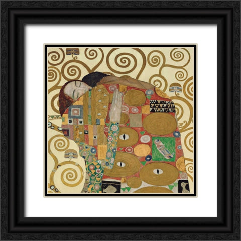 The Embrace Black Ornate Wood Framed Art Print with Double Matting by Klimt, Gustav