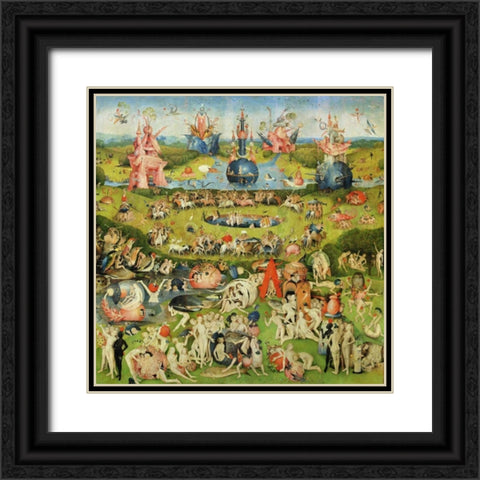 The Garden of Earthly Delights II Black Ornate Wood Framed Art Print with Double Matting by Bosch, Hieronymus