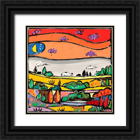 Parata di colori Black Ornate Wood Framed Art Print with Double Matting by Wallas