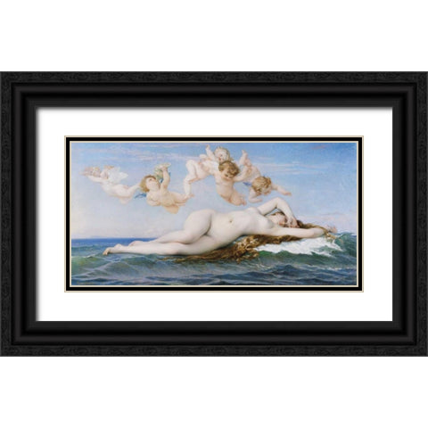 The Birth of Venus Black Ornate Wood Framed Art Print with Double Matting by Cabanel, Alexandre