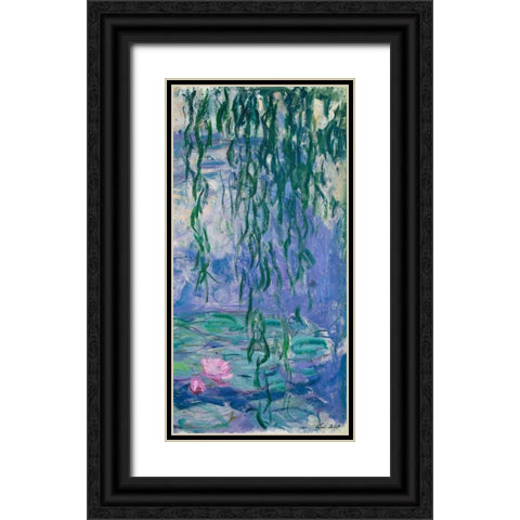 Waterlilies III Black Ornate Wood Framed Art Print with Double Matting by Monet, Claude