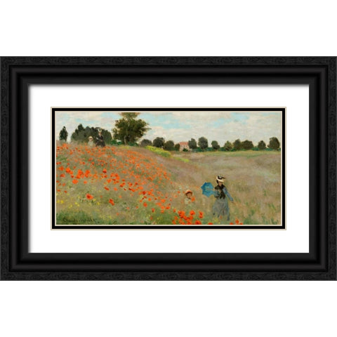 Coquelicots Black Ornate Wood Framed Art Print with Double Matting by Monet, Claude