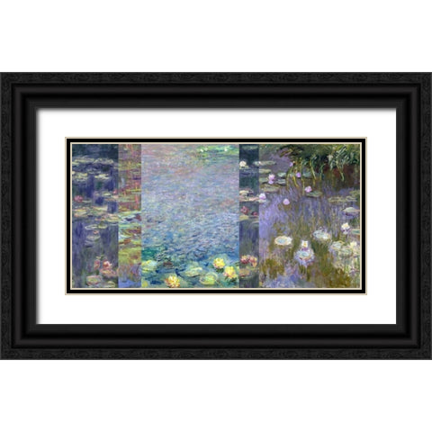 Waterlilies III Black Ornate Wood Framed Art Print with Double Matting by Monet, Claude