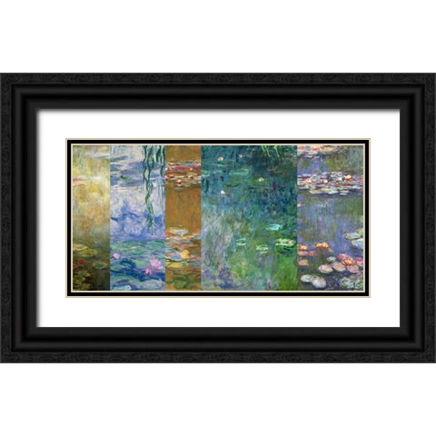 Waterlilies IV Black Ornate Wood Framed Art Print with Double Matting by Monet, Claude