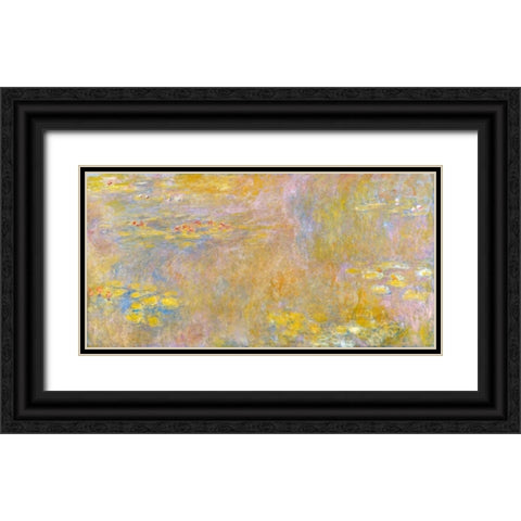 Waterlilies-Yellow Nirvana Black Ornate Wood Framed Art Print with Double Matting by Monet, Claude