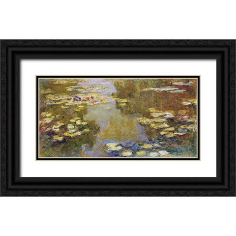 The Lily Pond Black Ornate Wood Framed Art Print with Double Matting by Monet, Claude