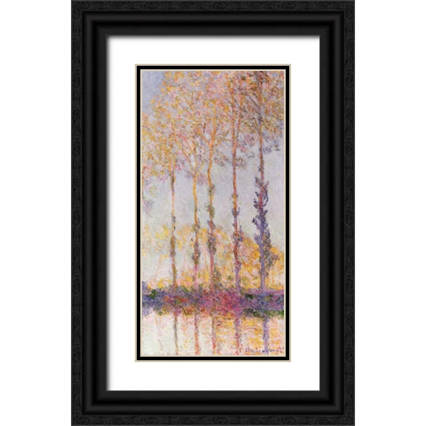 Poplars on the Banks of the Epte Black Ornate Wood Framed Art Print with Double Matting by Monet, Claude