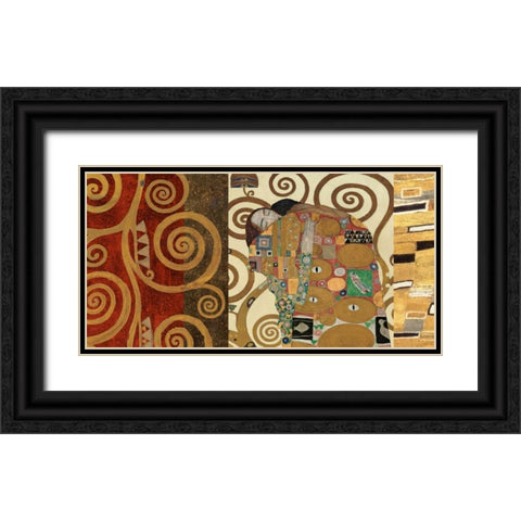 The Embrace-Gold Black Ornate Wood Framed Art Print with Double Matting by Klimt, Gustav