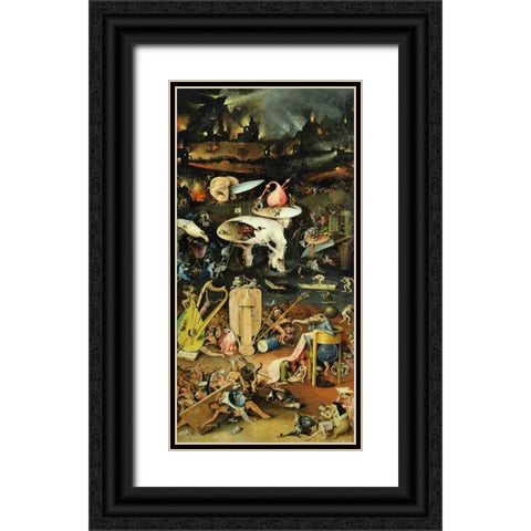The Garden of Earthly Delights III Black Ornate Wood Framed Art Print with Double Matting by Bosch, Hieronymus