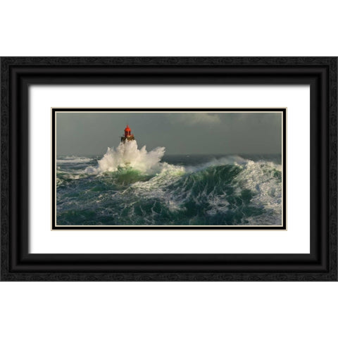 La Jument dans la Tempete Black Ornate Wood Framed Art Print with Double Matting by Guichard, Jean