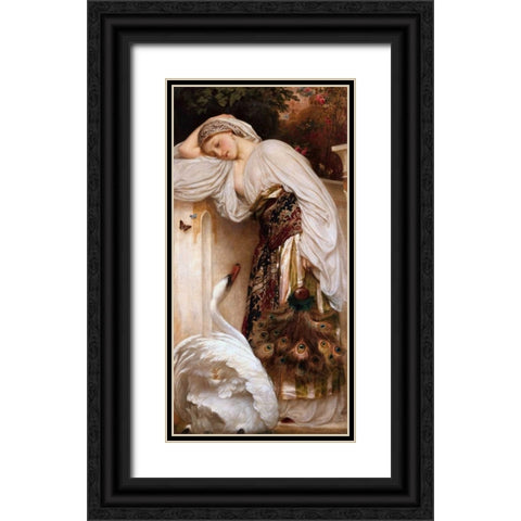 Odalisque Black Ornate Wood Framed Art Print with Double Matting by Leighton, Frederic