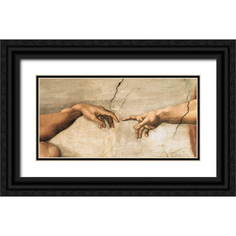 La creazione di Adamo Black Ornate Wood Framed Art Print with Double Matting by Buonarroti, Michelangelo