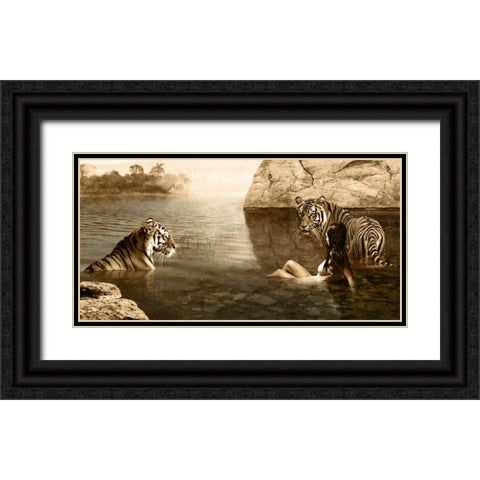 Embracing Beauty Black Ornate Wood Framed Art Print with Double Matting by Moreau, Marc