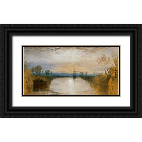 Chichester Canal Black Ornate Wood Framed Art Print with Double Matting by Turner, William