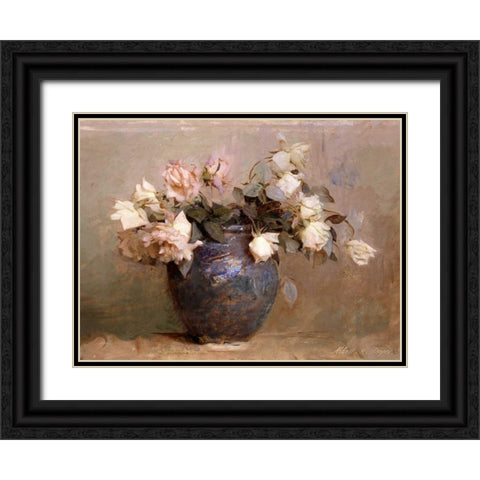 Roses Black Ornate Wood Framed Art Print with Double Matting by Thayer, Abbott Handerson