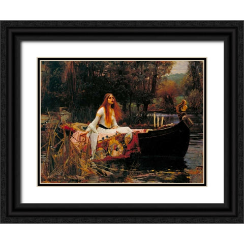 The Lady of Shalott Black Ornate Wood Framed Art Print with Double Matting by Waterhouse, John William