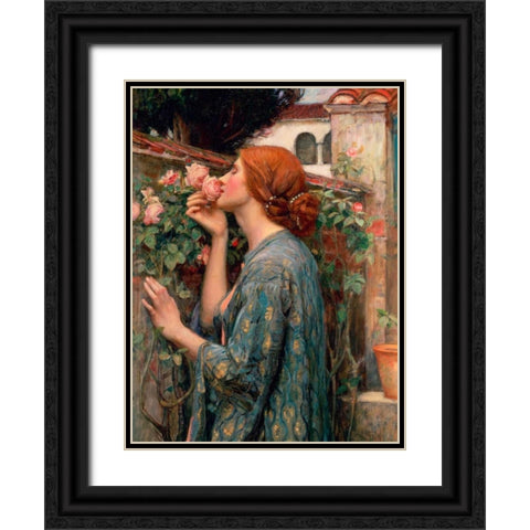 The Soul of the Rose Black Ornate Wood Framed Art Print with Double Matting by Waterhouse, John William