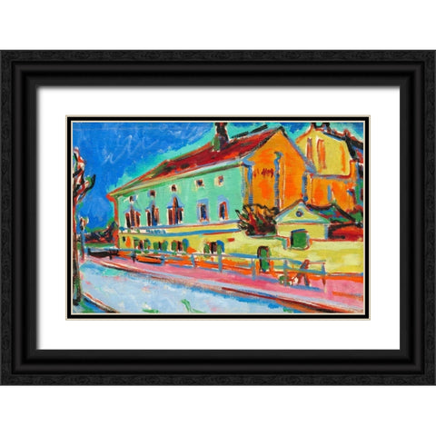 Dance Hall Bellevue Black Ornate Wood Framed Art Print with Double Matting by Kirchner, Ernst Ludwig