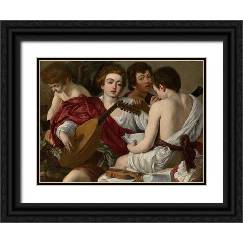 Concerto (I musici) Black Ornate Wood Framed Art Print with Double Matting by Caravaggio