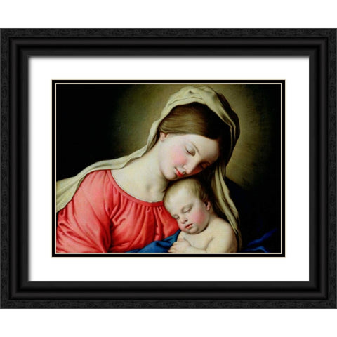 Beata Vergine con Bambino Black Ornate Wood Framed Art Print with Double Matting by Sassoferrato