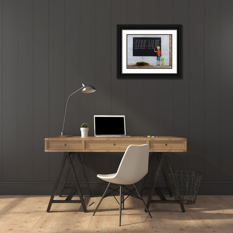 New Orleans-graffiti attributed to Banksy Black Ornate Wood Framed Art Print with Double Matting by Anonymous