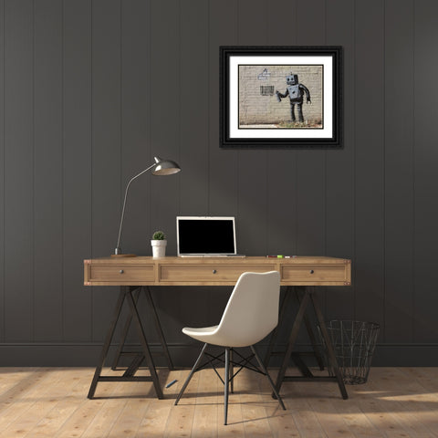 Stillwell Avenue Coney Island NYC-graffiti attributed to Banksy Black Ornate Wood Framed Art Print with Double Matting by Anonymous