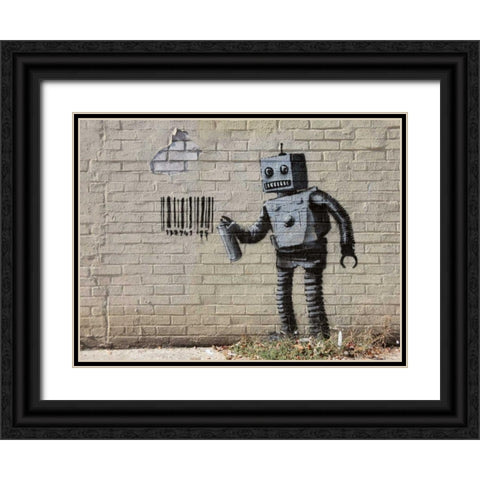 Stillwell Avenue Coney Island NYC-graffiti attributed to Banksy Black Ornate Wood Framed Art Print with Double Matting by Anonymous
