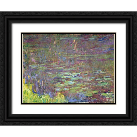 Detail of Waterlilies at Sunset Black Ornate Wood Framed Art Print with Double Matting by Monet, Claude