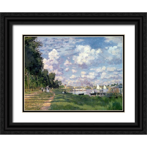 The Marina at Argenteuil Black Ornate Wood Framed Art Print with Double Matting by Monet, Claude