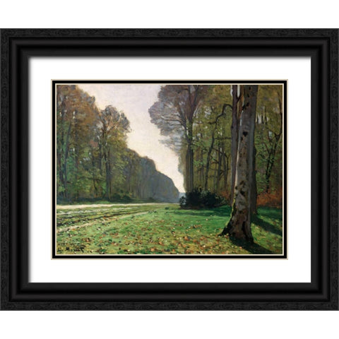 Le Pave de Chailly Black Ornate Wood Framed Art Print with Double Matting by Monet, Claude