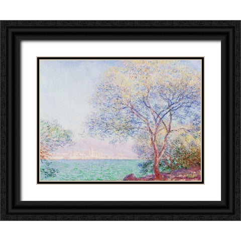 Morning Antibes Black Ornate Wood Framed Art Print with Double Matting by Monet, Claude
