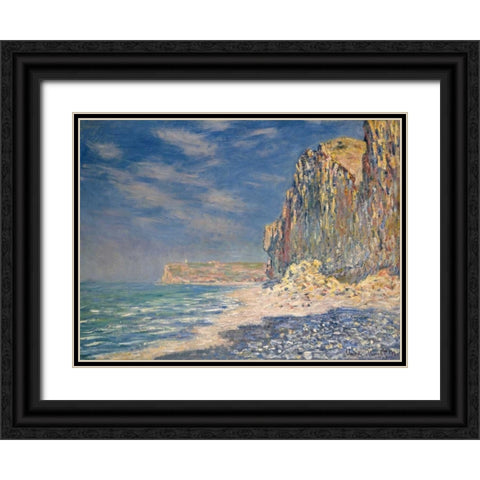 Falaise near Fecamp Black Ornate Wood Framed Art Print with Double Matting by Monet, Claude