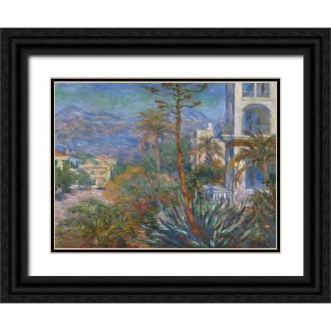 The Villas at Bordighera Black Ornate Wood Framed Art Print with Double Matting by Monet, Claude