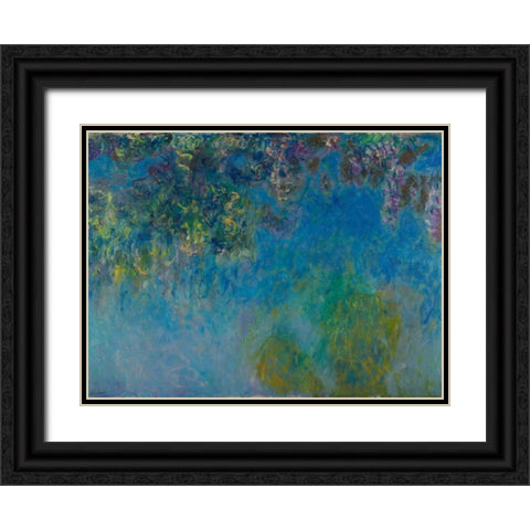 Wisteria Black Ornate Wood Framed Art Print with Double Matting by Monet, Claude