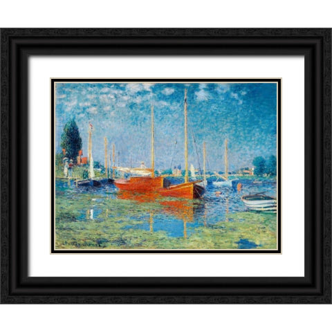 Argenteuil Black Ornate Wood Framed Art Print with Double Matting by Monet, Claude