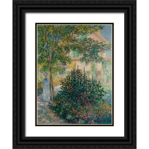 In the Garden at Argenteuil Black Ornate Wood Framed Art Print with Double Matting by Monet, Claude
