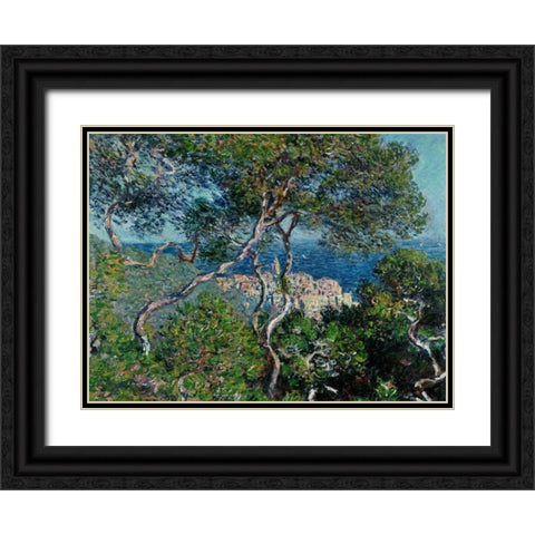 View of Bordighera,Italy Black Ornate Wood Framed Art Print with Double Matting by Monet, Claude