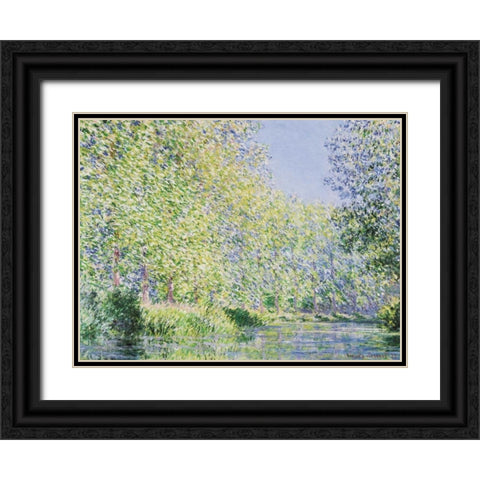Bend in the Epte River near Giverny Black Ornate Wood Framed Art Print with Double Matting by Monet, Claude